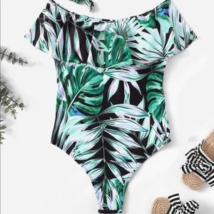 Off shoulder palms bathing suit